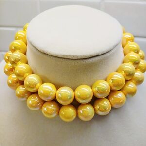 Big Yellow Balls Lucite With AB Necklace